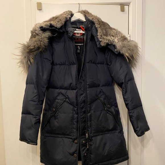Women's Pajar Navy Blue Parka (w grey real fur trim)- XS - Picture 9 of 9
